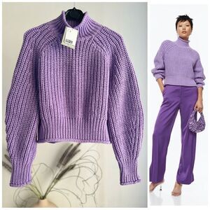 H&M Knit Boxy Sweater Purple New
